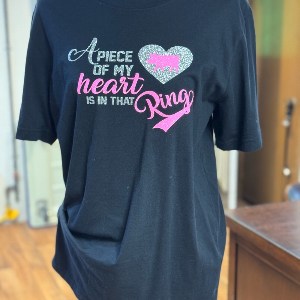 Bella Canvas Black Tee with Pink and Silver Glitter Design